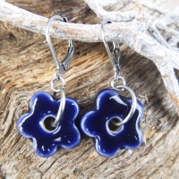 Ohrringe Keramikblüte blau